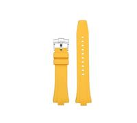 POYNMRE Schwarz Blau Gelb Fluorkautschuk Uhrenzubehör Kompatibel mit Citizen MECHANICAL NJ0150 NJ0151 NJ0155 Gummiarmband(Yellow-silver)
