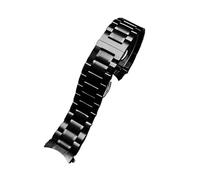 POYNMRE Schwarzes Präzisions-Edelstahlarmband, kompatibel mit Armani Black Knight, Citizen und Casio, 20-22 mm, gebogenes Armband for Herren, Kette(3101 black,20mm)