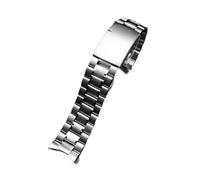 POYNMRE Schwarzes Präzisions-Edelstahlarmband, kompatibel mit Armani Black Knight, Citizen und Casio, 20-22 mm, gebogenes Armband for Herren, Kette(3103 silver,20mm)