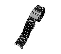 POYNMRE Schwarzes Präzisions-Edelstahlarmband, kompatibel mit Armani Black Knight, Citizen und Casio, 20-22 mm, gebogenes Armband for Herren, Kette(3105 black,24mm)