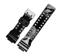 POYNMRE Silikonarmband, kompatibel mit Casio G-Shock GA-100/110/140/200/400/700 800 GD-100/110/120, Ersatzarmband for Herren, Schwarzgold-Schnalle, 16 mm(Black glossy)