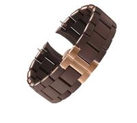 POYNMRE Stahl- und Silikonarmband, kompatibel mit Armani AR5890 AR5889 AR5858 AR5920 AR5868 AR8023 Uhren, Band for Herren, 23 mm, Damen, 20(Brown-rose gold,23mm)
