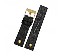 POYNMRE Uhrenarmband aus echtem Leder, kompatibel mit Diesel-Armband DZ1657 DZ1405 DZ1206 DZ4323 DZ7313 DZ7257, männlich, 24 mm, 26 mm, 28 mm, Schwarz, Braun(Black-gold nails,26mm)