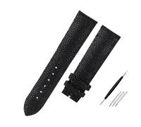 POYNMRE Uhrenarmband aus Perlfischhaut, kompatibel mit Tissot, Omega, Mido, Tudor, Herren- und Damen-Armband Manta Ray-Leder, 20 mm, 22(Black-no buckle,20mm)