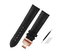 POYNMRE Uhrenarmband aus Perlfischhaut, kompatibel mit Tissot, Omega, Mido, Tudor, Herren- und Damen-Armband Manta Ray-Leder, 20 mm, 22(Black-rose gold,22mm)