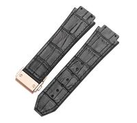 POYNMRE Uhrenarmband kompatibel mit 25 mm x 19, weiches, der Big Bang-Serie, echtes Leder + Silikon(Black-rosegold)