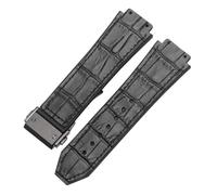 POYNMRE Uhrenarmband kompatibel mit 25 mm x 19, weiches, der Big Bang-Serie, echtes Leder + Silikon(Black-black)