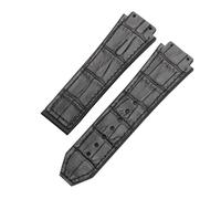 POYNMRE Uhrenarmband kompatibel mit 25 mm x 19, weiches, der Big Bang-Serie, echtes Leder + Silikon(Black-No buckle)