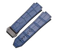 POYNMRE Uhrenarmband kompatibel mit 25 mm x 19, weiches, der Big Bang-Serie, echtes Leder + Silikon(Blue-black)