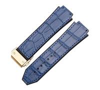 POYNMRE Uhrenarmband kompatibel mit 25 mm x 19, weiches, der Big Bang-Serie, echtes Leder + Silikon(Blue-gold)