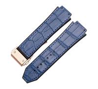POYNMRE Uhrenarmband kompatibel mit 25 mm x 19, weiches, der Big Bang-Serie, echtes Leder + Silikon(Blue-rosegold)