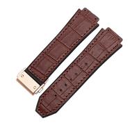 POYNMRE Uhrenarmband kompatibel mit 25 mm x 19, weiches, der Big Bang-Serie, echtes Leder + Silikon(Brown-rosegold)