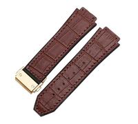 POYNMRE Uhrenarmband kompatibel mit 25 mm x 19, weiches, der Big Bang-Serie, echtes Leder + Silikon(Brown-gold)
