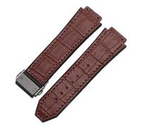 POYNMRE Uhrenarmband kompatibel mit 25 mm x 19, weiches, der Big Bang-Serie, echtes Leder + Silikon(Brown-black)