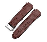 POYNMRE Uhrenarmband kompatibel mit 25 mm x 19, weiches, der Big Bang-Serie, echtes Leder + Silikon(Brown-silver)