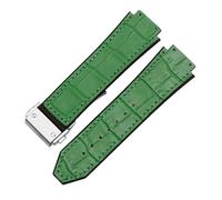 POYNMRE Uhrenarmband kompatibel mit 25 mm x 19, weiches, der Big Bang-Serie, echtes Leder + Silikon(Green-silver)