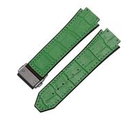 POYNMRE Uhrenarmband kompatibel mit 25 mm x 19, weiches, der Big Bang-Serie, echtes Leder + Silikon(Green-black)