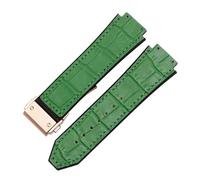 POYNMRE Uhrenarmband kompatibel mit 25 mm x 19, weiches, der Big Bang-Serie, echtes Leder + Silikon(Green-rosegold)