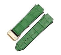 POYNMRE Uhrenarmband kompatibel mit 25 mm x 19, weiches, der Big Bang-Serie, echtes Leder + Silikon(Green-gold)