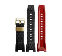 POYNMRE Uhrenarmband, kompatibel mit Casio Heart Of Steel Series GST-B100/400G/W300 Harz-Kautschukarmband(Black red gold)