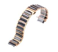 POYNMRE Uhrenarmband kompatibel mit Rado CENTRIX R30927722 Serie, Edelstahl, Keramik, Schmetterlingsschließe, Damen- und Herrenarmband, 12 mm x 16, 20(Rosegold black,20-16mm)