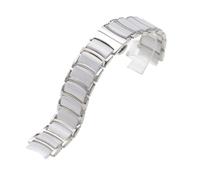 POYNMRE Uhrenarmband kompatibel mit Rado CENTRIX R30927722 Serie, Edelstahl, Keramik, Schmetterlingsschließe, Damen- und Herrenarmband, 12 mm x 16, 20(Silver white,16-12mm)