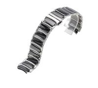 POYNMRE Uhrenarmband kompatibel mit Rado CENTRIX R30927722 Serie, Edelstahl, Keramik, Schmetterlingsschließe, Damen- und Herrenarmband, 12 mm x 16, 20(Silver black,16-12mm)