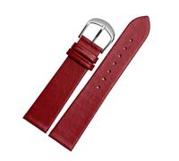 POYNMRE Ultradünnes Uhrenarmband aus echtem Leder, kompatibel mit DW Rossini Longines, weiches Rindsleder, Herren- und Damenarmband, 12 14 15 16 18 20 22 mm(Red steel buckle,12mm)