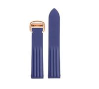 POYNMRE VITON-Gummiband, kompatibel mit Cartier Roadster-Uhr WE500260 W6206018, 19 mm, blau-orangenfarbenes Armband 18 Faltschließe(Blue rose gold)