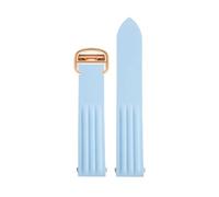 POYNMRE VITON-Gummiband, kompatibel mit Cartier Roadster-Uhr WE500260 W6206018, 19 mm, blau-orangenfarbenes Armband 18 Faltschließe(Light Blue rose gold)