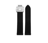 POYNMRE VITON-Gummiband, kompatibel mit Cartier Roadster-Uhr WE500260 W6206018, 19 mm, blau-orangenfarbenes Armband 18 Faltschließe(Black silver- A)