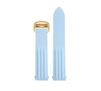 POYNMRE VITON-Gummiband, kompatibel mit Cartier Roadster-Uhr WE500260 W6206018, 19 mm, blau-orangenfarbenes Armband 18 Faltschließe(Light Blue gold)