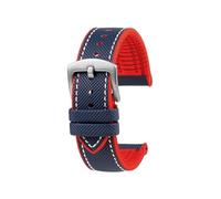 POYNMRE Wasserdichtes Herren-Uhrenarmband, kompatibel mit Seiko Abalone Water Ghost Omega Longines Conquest Uhren-Kautschukarmband 20 mm 21 22 23 m(Blue W red sk pin,24mm)