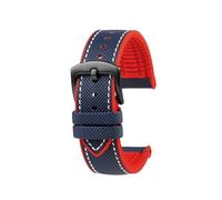 POYNMRE Wasserdichtes Herren-Uhrenarmband, kompatibel mit Seiko Abalone Water Ghost Omega Longines Conquest Uhren-Kautschukarmband 20 mm 21 22 23 m(Blue W red bk pin,22mm)