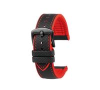 POYNMRE Wasserdichtes Herren-Uhrenarmband, kompatibel mit Seiko Abalone Water Ghost Omega Longines Conquest Uhren-Kautschukarmband 20 mm 21 22 23 m(Black red Black pin,23mm)