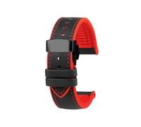 POYNMRE Wasserdichtes Herren-Uhrenarmband, kompatibel mit Seiko Abalone Water Ghost Omega Longines Conquest Uhren-Kautschukarmband 20 mm 21 22 23 m(Black red bk Folding,24mm)