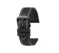 POYNMRE Wasserdichtes Herren-Uhrenarmband, kompatibel mit Seiko Abalone Water Ghost Omega Longines Conquest Uhren-Kautschukarmband 20 mm 21 22 23 m(Black White bk pin,24mm)