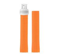 POYNMRE Weiches Gummi-Uhrenarmband Aquanaut, passend for Patek Philippe Silikon 5164A 5167A 5168A, 21 mm, Faltschließe, Handgelenk(Orange-silver)