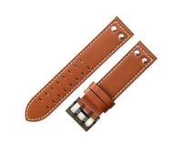 POYNMRE Weiches, verschleißfestes Zubehör aus Rindsleder, kompatibel mit Hamilton H760250 Khaki Aviation Field 20 22 mm Herren-Armband(Brown White-Black,20mm)