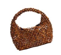 Poystng Halbmonde Umhängetaschen Handgefertigte | Hobos Tasche mit Holzperlen, trendige Tragetaschen, schöne Umhängetaschen, Strandtaschen, Geschenke