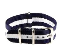Poyuad 14 mm 16 mm 18 mm 20 mm 22 mm 16 cm Länge, Unisex-Uhrenarmband aus Canvas-Nylon, einteiliges Schlaufendesign, langlebiges Ersatz-Uhrenarmband,Blau Weiß,14mm