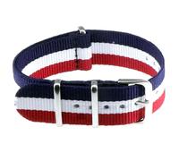 Poyuad 14 mm 16 mm 18 mm 20 mm 22 mm 16 cm Länge, Unisex-Uhrenarmband aus Canvas-Nylon, einteiliges Schlaufendesign, langlebiges Ersatz-Uhrenarmband,Blau Weiß Rot,14mm