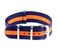 Poyuad 14 mm 16 mm 18 mm 20 mm 22 mm 16 cm Länge, Unisex-Uhrenarmband aus Canvas-Nylon, einteiliges Schlaufendesign, langlebiges Ersatz-Uhrenarmband,Blau-Orange,22mm