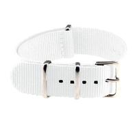 Poyuad 14 mm 16 mm 18 mm 20 mm 22 mm 16 cm Länge, Unisex-Uhrenarmband aus Canvas-Nylon, einteiliges Schlaufendesign, langlebiges Ersatz-Uhrenarmband,Weiß,16mm