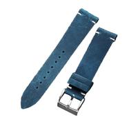 Poyuad 18-22 mm breites, gewachstes Vintage-Lederarmband, handgenähtes Lederarmband mit Used-Look,Blau,21 mm
