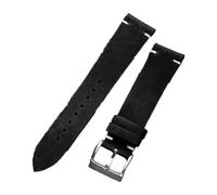 Poyuad 18-22 mm breites, gewachstes Vintage-Lederarmband, handgenähtes Lederarmband mit Used-Look,Schwarz,20 mm