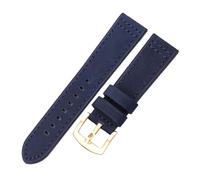 Poyuad 18 mm, 20 mm, 22 mm, 24 mm, 20 cm lang, Unisex-Uhrenarmband aus Leder, Schnellverschluss, lässiger Stil, austauschbares universelles Uhrenzubehör,Blaugoldene Schnalle,18 mm