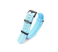 Poyuad 18 mm, 20 mm, 22 mm, 28 cm Länge, waschbares elastisches Nylonband - wasserdichtes Outdoor-Sportarmband für Männer und Frauen,Himmelblau Weiß-Schwarz,20mm