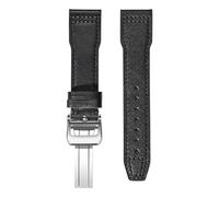 Poyuad 19 cm lang, 20-22 mm breit, Herren-Uhrenarmband aus Leder mit Sicherheitsfaltschließe, Ersatzteil.,21 mm