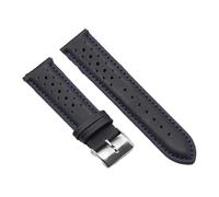 Poyuad 19 cm langes Vintage-Lederarmband, 18-24 mm breit, atmungsaktives, perforiertes Armband, sportliches Design, Dunkelblau,22 mm